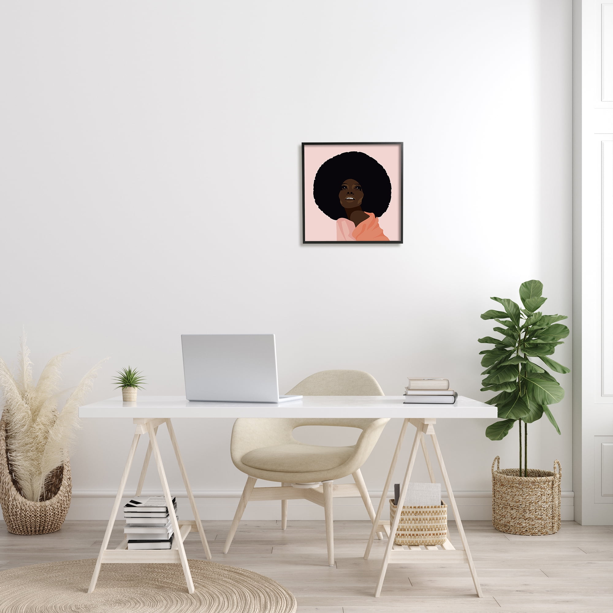 African American Woman Wearing Pink Glam Fashion Beauty & Fashion Framed Art Print Wall Art, 17x17