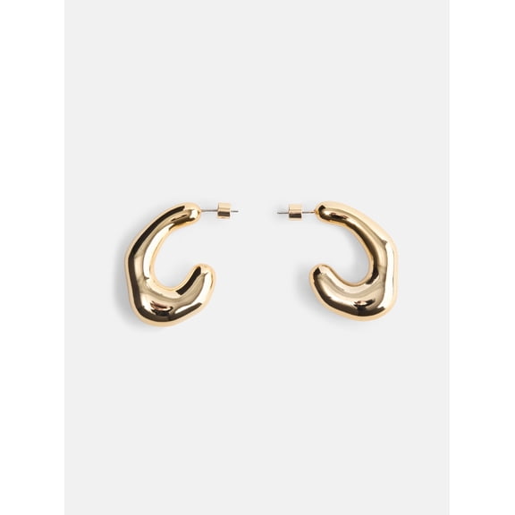 Scoop Women's Gold Tone Abstract Open Hoop Earrings, 1 Pair