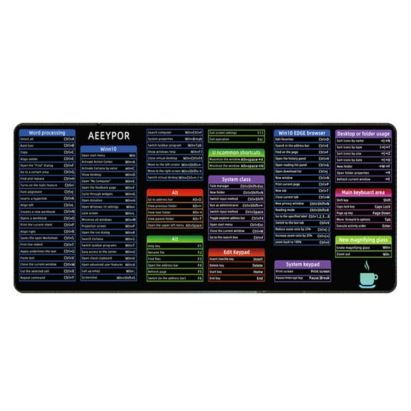 JIEMUCES 40x90CM Large Computer Mousepad Portable Waterproof Office Power Point Excel Word Shortcut Keys Desk Mat Non-Slip Desktop Mouse Pad PC Accessories