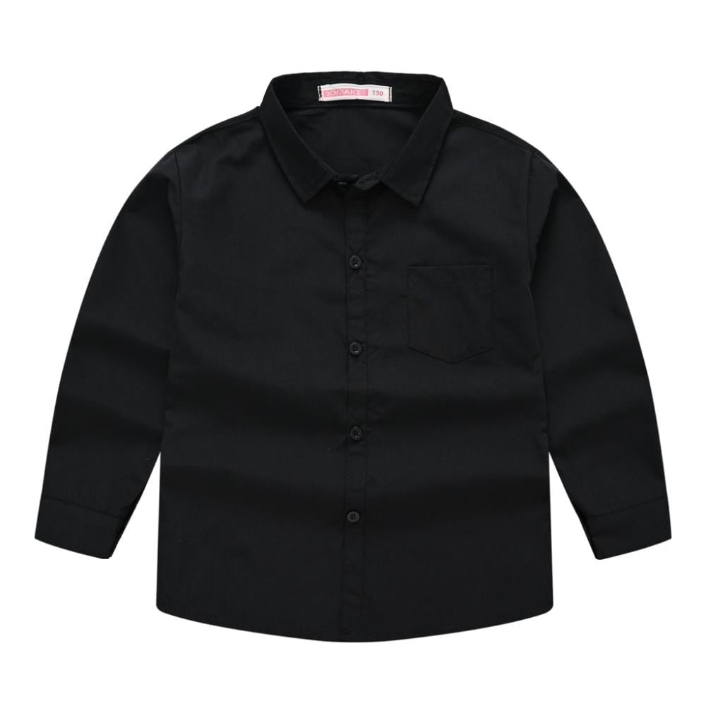 Generic Kids Long Sleeve Classic Collared Casual Solid Color Dress Shirt
