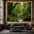 thumbnail image 6 of Turquoise River with Waterfalls in Misty Jungle, Calming Digital Art for Nature Lovers, Lush Green Wall Decor, Housewarming Gift, Tapestry Wall Hanging for Bedroom and Living Room, 6 of 7