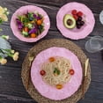 thumbnail image 2 of Pink Dishes Melamine Dinnerware Sets, 18 Piece Kitchen Plates and Bowls tableware Set, Lightweight, Beaded Serving Dishes for Girls, Valentine's Day, Mother's Day. Service for 6, 2 of 5