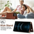 thumbnail image 4 of Crossbody Wallet Case for iPhone 12/iPhone 12 Pro 6.1 inch, Kickstand with Adjustable Removable Lanyard Neck Strap Case Card Holder Case Shockproof Cover Magnetic Clasp Cover Flip Case -Brown, 4 of 7