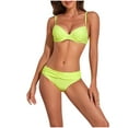 thumbnail image 2 of BONIXOOM Womens Swimsuits Underwire Elastic Solid Two-Piece Sets High Cut Summer Swimwears on Clearance Yellow Size 10, 2 of 9
