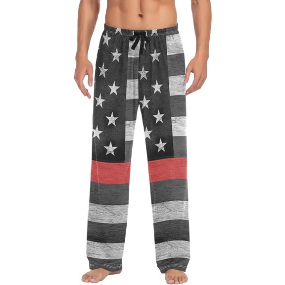 American Flag Ghost Pajama Pants, Men's Lounge Pants Light with Drawstring and Pockets, Christmas New Year Birthday Father's Day Gifts, X-Large