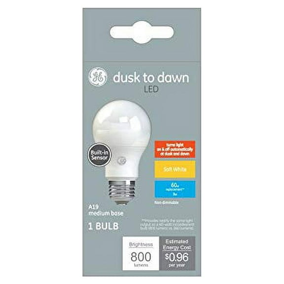 GE Dusk-to-Dawn 60-Watt EQ A19 Warm White Dimmable LED Light Bulb