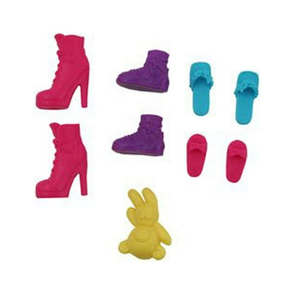 Replacement Shoes for Barbie Sisters Family Camper Y0744 - Includes 2 Pink Boot Shoes, 2 Purple Boots, 2 Pink Flip Flops, 2 Blue Flip Flops and 1 Teddy Bear