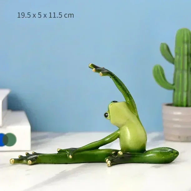 Figuras de rana de yoga, decoración de ranas, pareja de ranas, ranas deportivas, adornos de escritorio, artesanías de resina para decoración del hogar