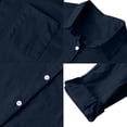 thumbnail image 4 of wcjm Navy Women's Casual Solid Retro Plus Size Cotton Button Shirt High Waist Loose Pocket Long Pant Suit, 4 of 6