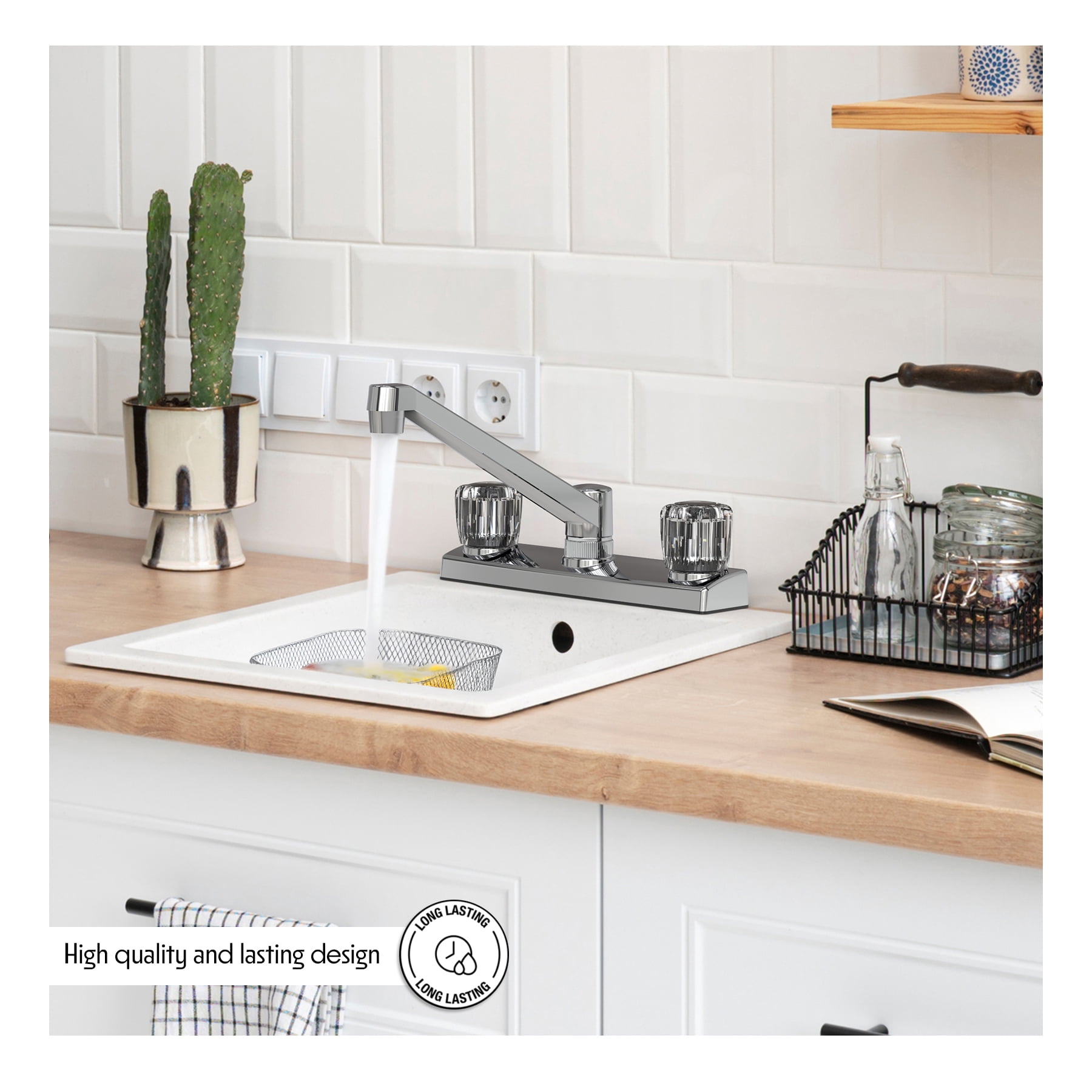 WMF ABS Plastic Silver Double Handle Kitchen Faucet