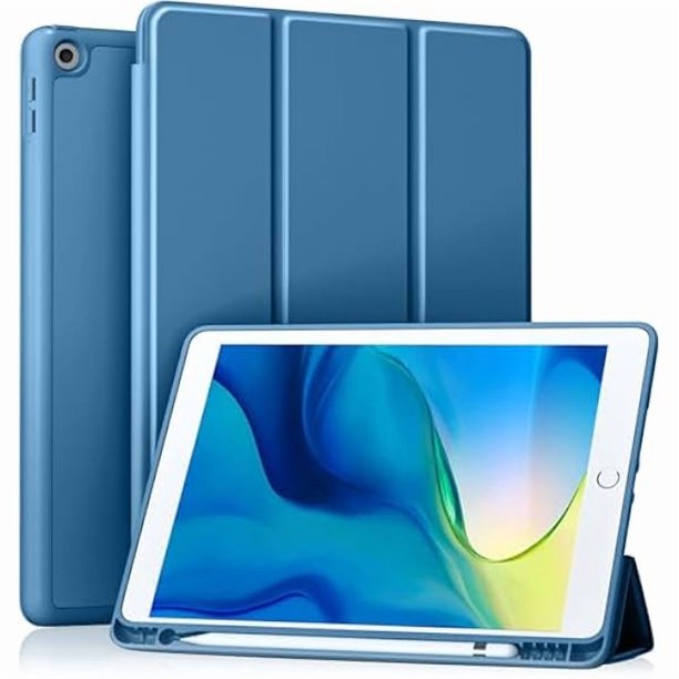 wonima44 Akkerds Case Compatible with iPad 10.2 Inch 2021/2020/2019, for iPad 9th/8th/7th Generation Case with Pencil Holder, Protective with Soft TPU Back, Auto Sleep/Wake Cover, Bluemist