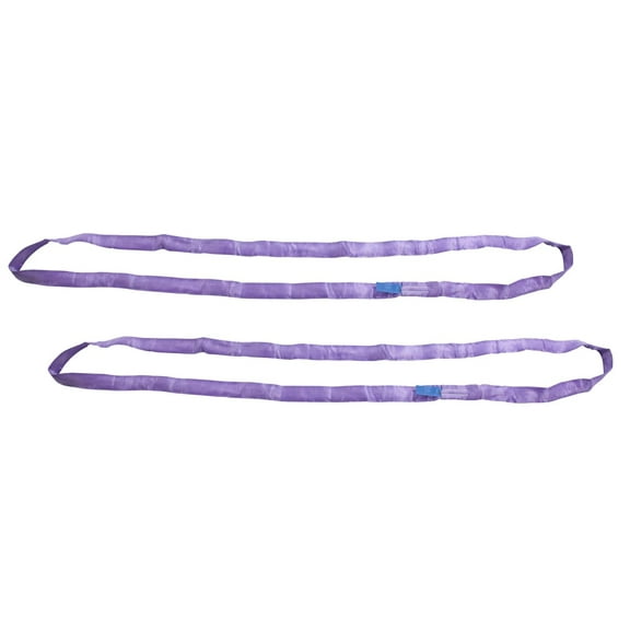 (2 Pack) Endless Round Sling 4' Purple 2600# Vertical, 2100 # Choker, 5200 # Basket Crane Rigging Hoist Wrecker Recovery