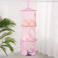 thumbnail image 3 of Dosaele Stuffed Animal Storage Foldable Stuffed Animal Net  3 Compartments Hanging Mesh Toy Storage for Kid Room Toys  Gloves  Hats  Socks Buy 2 Ship 3, 3 of 7