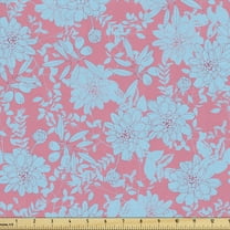 Art Fabric by the Yard Upholstery, Botanical Style Flowers Leaves and Olives and Vintage, Decorative Fabric for DIY and Home Accents, 5 Yards, Pink Sky Blue by Ambesonne