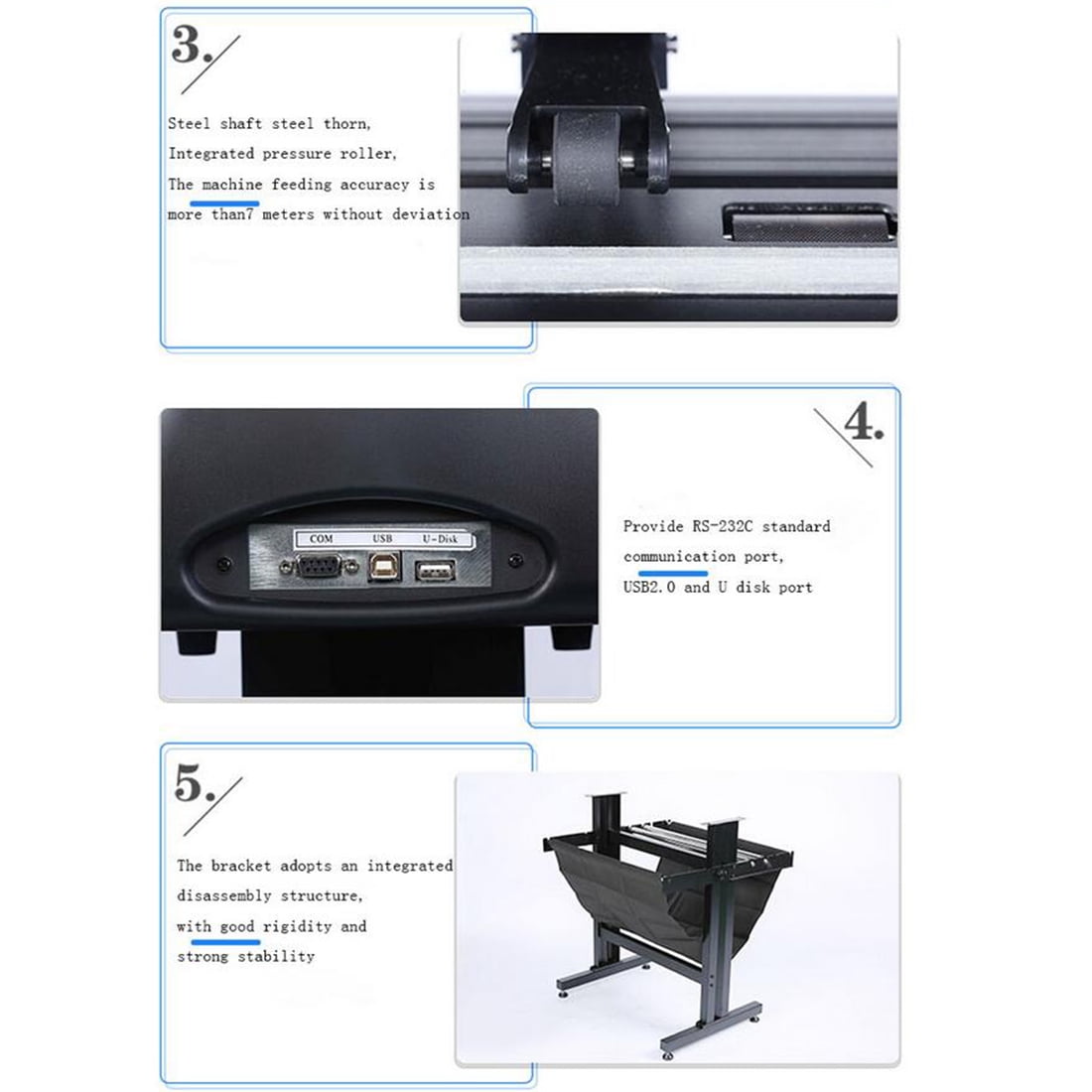 INTBUYING 24in Vinyl Cutter Plotter LCD Screen Max. Paper Width 720mm Automatic Edge Inspection