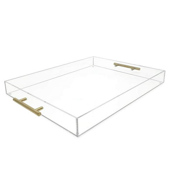 Isaac Jacobs 16x20 Acrylic Serving Tray with Gold Handles