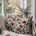 thumbnail image 3 of Christmas Poinsettia Pillow Covers 20x20 Inch Set of 2 Holly Berry Pine Cones Xmas Decorative Throw Pillows Vintage Red Green Floral Winter Holiday Pillow Cases for Home Couch Sofa, 3 of 6
