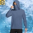 thumbnail image 2 of UPF 50+ Sun Protection Shirts for Men Hoodie with Mask Quick Dry Long Sleeve Lightweight Fishing Shirt Hiking Top Navy M, 2 of 7