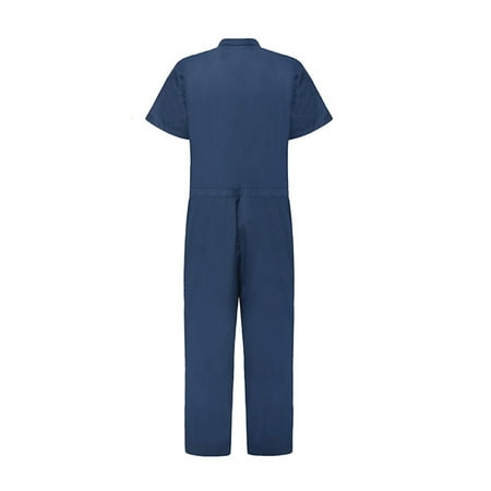 

Fanvereka Men’ s Jumpsuit Solid Color Turn-Down Collar Short Sleeve Romper