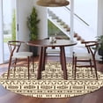 thumbnail image 4 of 7ft Round Rug, Abstract Boho Non-Skid Rubber Backing Large Area Rugs - Living Room Bedroom Home Office, Modern African Ethnic Geometric Beige Indoor Floor Mat Carpets Washable Rug, 4 of 9