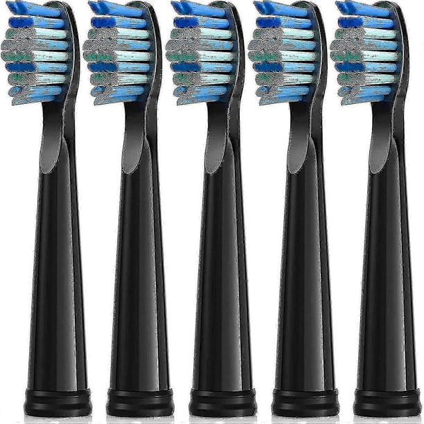 Electric Toothbrush Heads 5-pack For Fairywill Brush Heads Fw-507/508/551/917/959,fw-d1/fw-d3/fw-d7/fw-d8 Moderate Soft Bristle Replacement Brush (bla