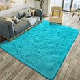 thumbnail image 6 of Softlife Stylish Soft Shaggy Velvet Carpet for Living Room/Bedroom, Fluffy Area Rugs, 4' x 5.9' , Blue, 6 of 8
