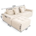 thumbnail image 6 of Muumblus 105" Oversized Modular Sectional Sofa with Movable Ottoman, L-Shaped Boneless Cloud Couch, Modern Sleeper Sofa for Living Room, White Corduroy, 6 of 6