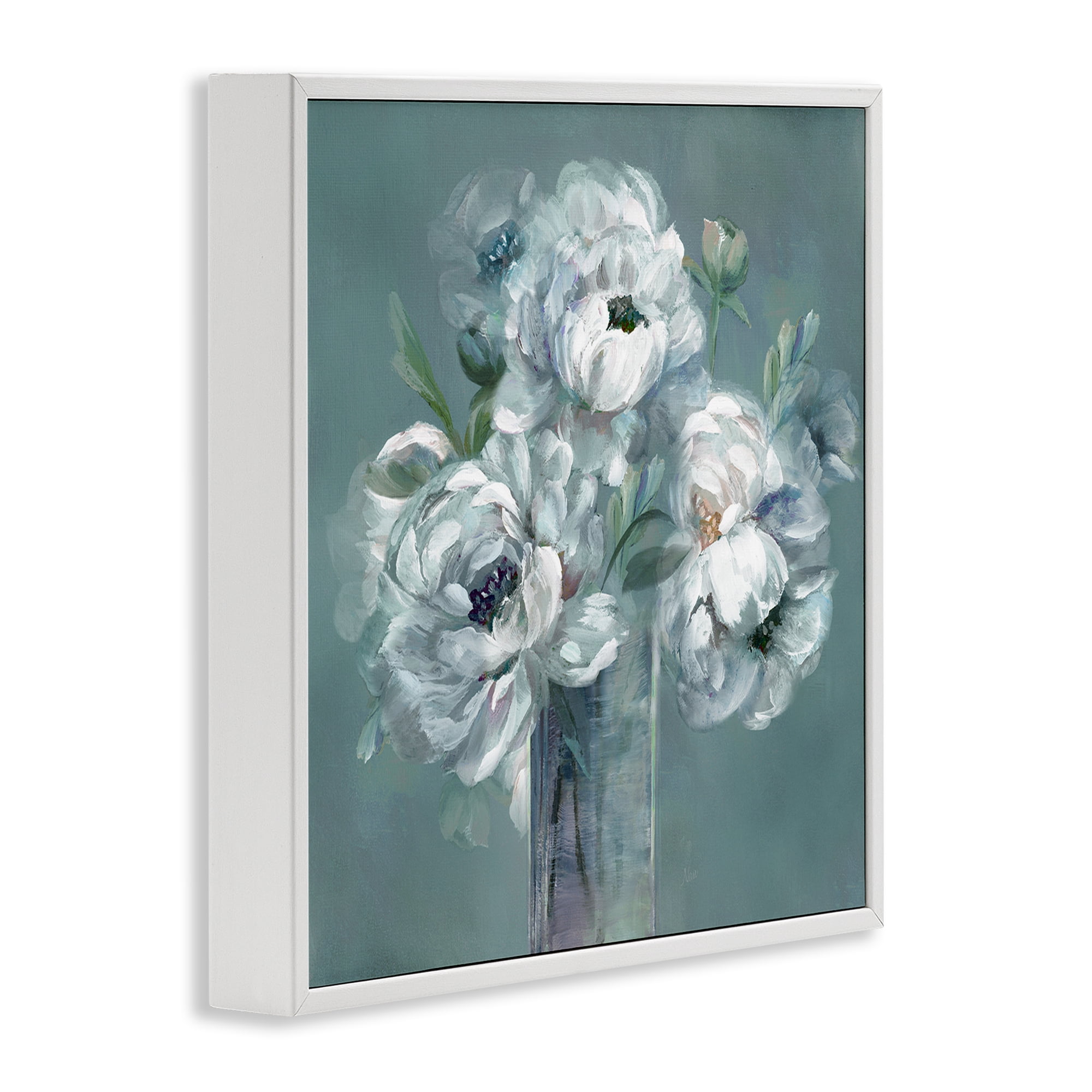 Stupell Industries White Peony Impression in Vase White Framed Giclee Art, design by Nan