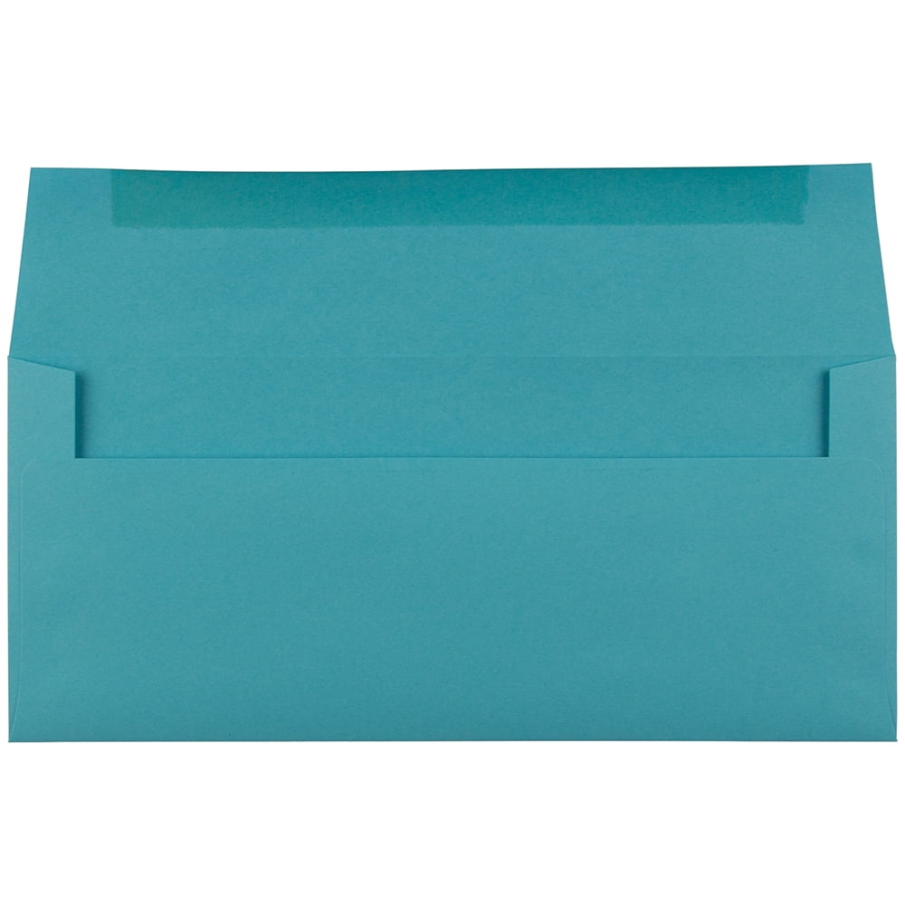 JAM 10 Business Colored Envelopes, 104.8 x 241.3 mm (4 1/8" x 9 1/2"), Blue Recycled, 50/Pack