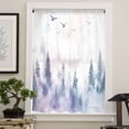 thumbnail image 4 of Forest Mountain Semi Sheer Curtains Drapes for Living Room, Bedroom, French Doors Window 84 Inches Long, Nature Tree Scenery Sky Birds Rod Pocket Chiffon Curtain Drapery Voile Draperies Panel, 4 of 6