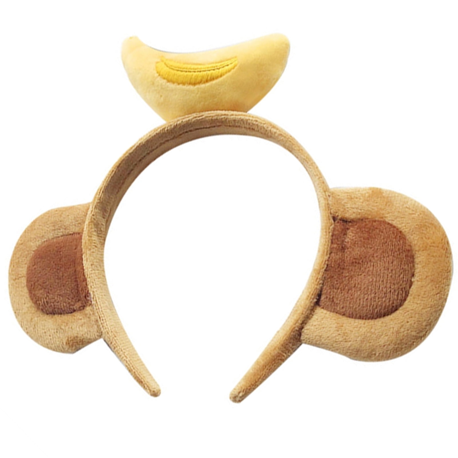 ΚΕΡΑΤΟ Unisex Monkey Ears Headband with Banana on The Top Banana Headband Playful Animals Monkey Costume Accessory Monkey Ears Alice Hair Band Headband Fancy Dress B 