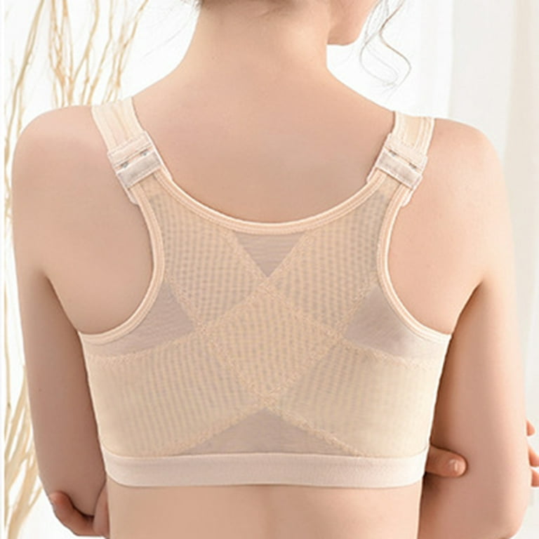 Women's Hunchback Shaping Corrective Strap Underwear Comfortable Front  Button Sports Bra with Mesh Straps Running