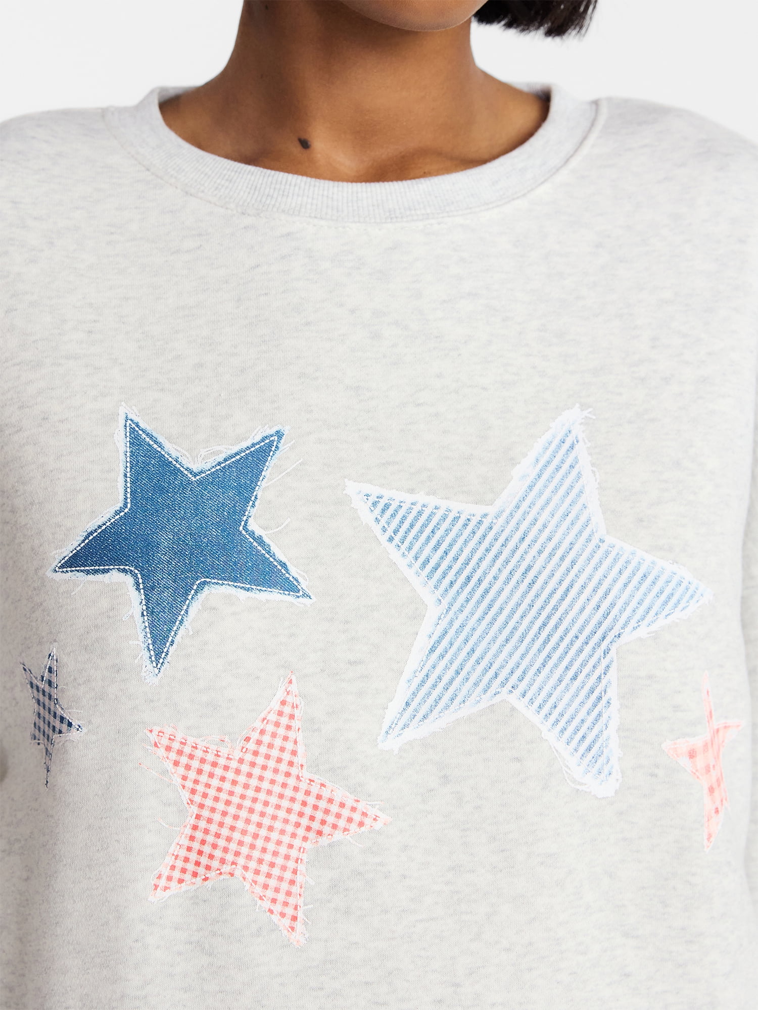 No Boundaries Boxy Americana Sweatshirt with Long Sleeves, Women's XXS-4X