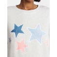 thumbnail image 4 of No Boundaries Boxy Americana Sweatshirt with Long Sleeves, Women's XXS-4X, 4 of 5