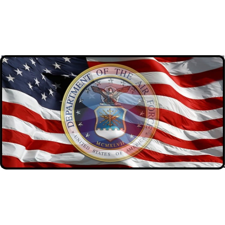 Emblem Eagle And Flag Photo License Plate U.S.A.F
