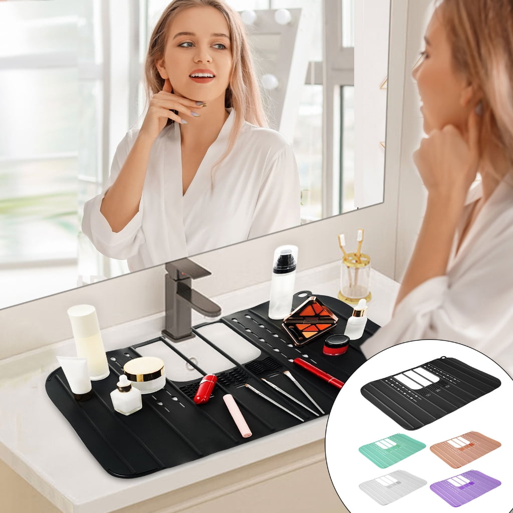 Aellinatey Bathroom Sink Cover Foldable Sink Cover Beauty Makeup Mats for Counter Space