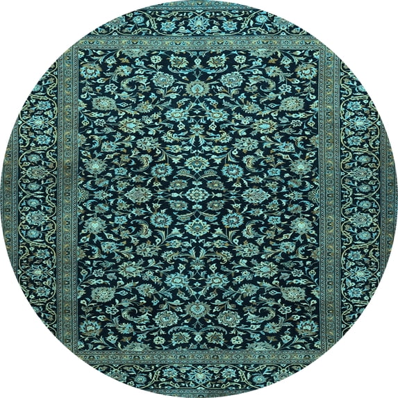 Ahgly Company Indoor Round Persian Light Blue Traditional Area Rugs, 5' Round