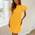 thumbnail image 2 of Summer Dresses for Women Solid Color Crewneck Backless Mini Dress Ladies Casual Beach Sun Dresses, 2 of 8