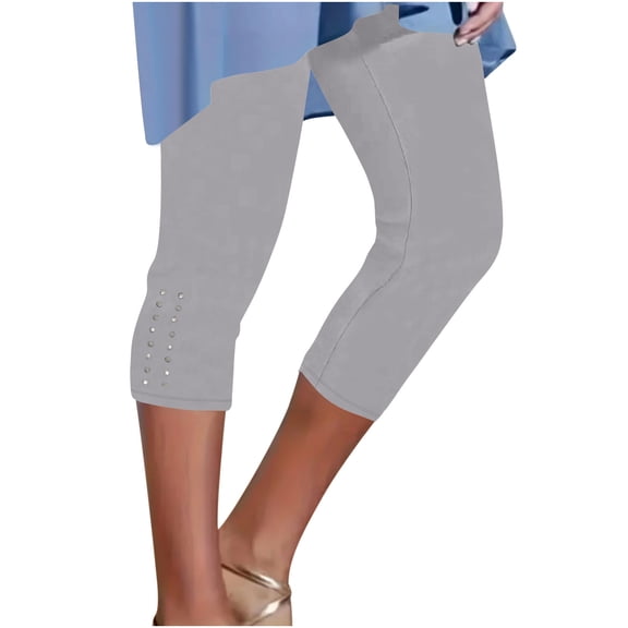 UAMVSH Capri Leggings for Women Soft Summer Stretchy Slimming Yoga Capris High Waist Pull on Tight Casual Athletic Cropped Pants
