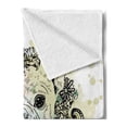 thumbnail image 2 of Animal Soft Flannel Fleece Throw Blanket, French Bulldog with Floral Wreath on Brushstroke Watercolor Print, Cozy Plush for Indoor and Outdoor Use, 70" x 90", Pale Green Pale Pink, by Ambesonne, 2 of 5