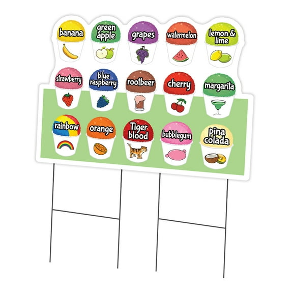 SignMission C-DC-2436-DS-15 Snowcone 24 x 36 in. Yard Sign & Stake - 15 Flavors Snowcone