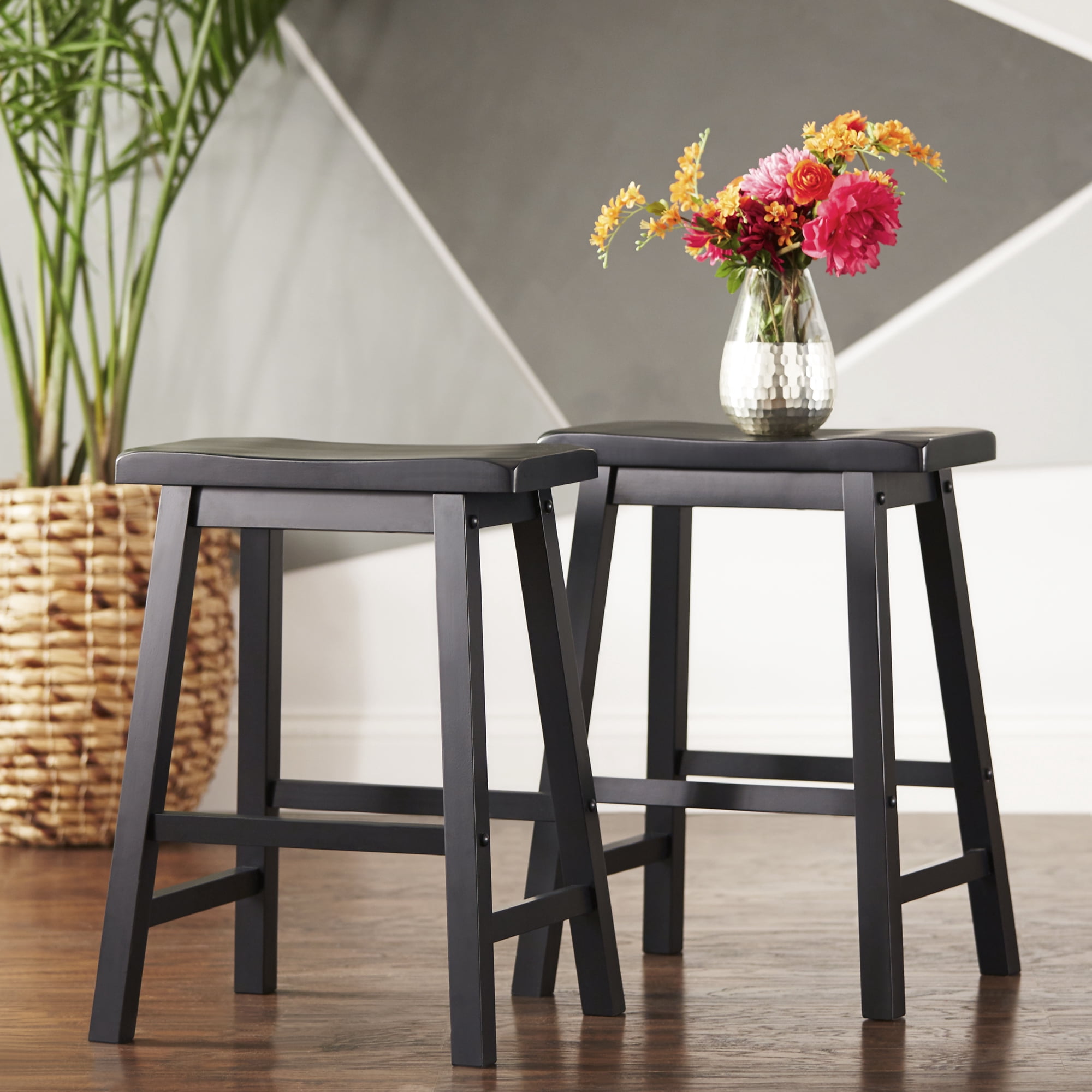 Weston Home Ashby 23 inch Backless Bar Stools, Set of 2, Vulcan Black Finish