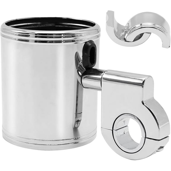 ABCISI 200 Chrome Handlebar Mount Motorcycle Metal Cup Holder Rotate 360 Degrees, Easy to Install, Universal Compatibility, Premium Materials, LongLasting Durability, Convenient Beverage