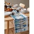 thumbnail image 6 of Lake Paddle Striped Table Runner 48 Inches, Watercolor Vintage Wood Grain Bed Runner Dresser Scarves Tabletop for Indoor Outdoor Parties/Ceremony/Banquet, 13" x 48", 6 of 8