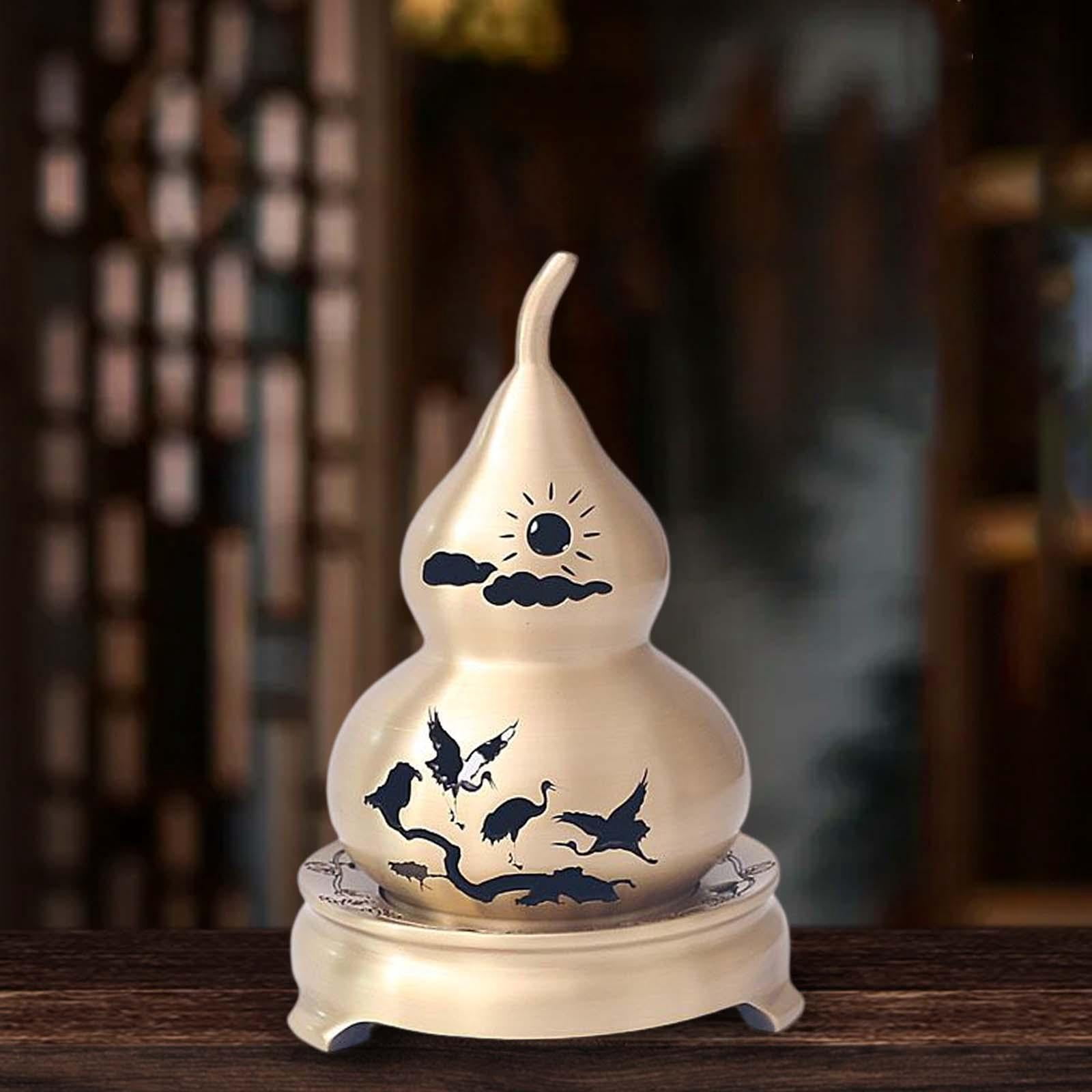 WLPZXP Brass Incense Stick Burner Holder Gourd Ornament Sculpture Decoration Censer for Small