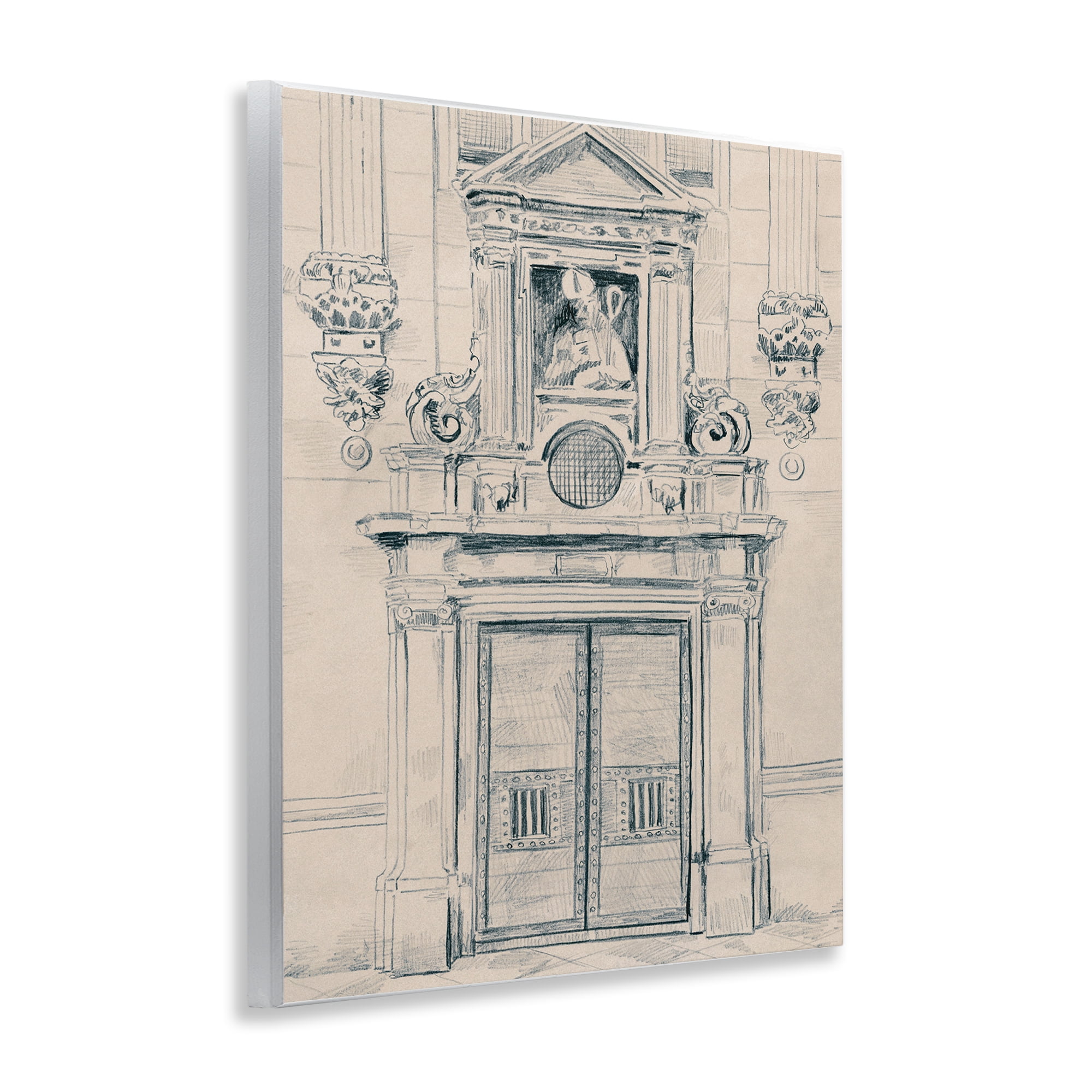 Stupell Industries Detailed Architecture Door Town & City Drawing Unframed Art Print Wall Art, 11 x 14