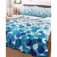 thumbnail image 3 of Quilts Queen Size Bedding Set, Ombre Blue Polka Dot Lightweight Quilted Comforter, Abstract Watercolor Geometric Gradient Soft Bedspread Coverlet with Pillow Covers for All Season, 90" x 96", 3 of 7