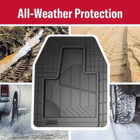 GENUINE DICKIES MAX COVERAGE FULL VEHICLE RUBBER FLOOR MAT 5-PIECE SET BLACK, 80103WDI