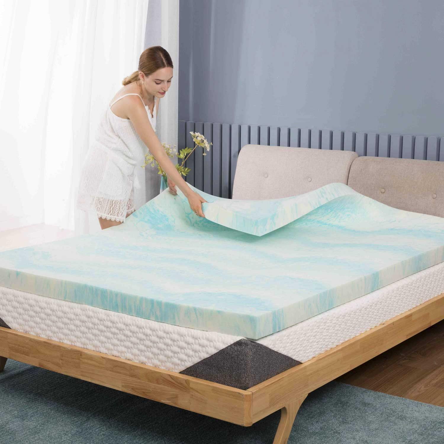 VALUXE 3 inch Gel Memory Foam Mattress Topper Twin Size High Density Cooling Pad Pressure Relief Bed Topper (with Removable & Washable Bamboo Cover)