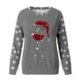 thumbnail image 5 of Fiaer Christmas Women Sweatshirts Shine Glass Snowflakes Xmas Pullovers Crew Neck Plus Size Baggy Trendy Tops Grey XXL, 5 of 5